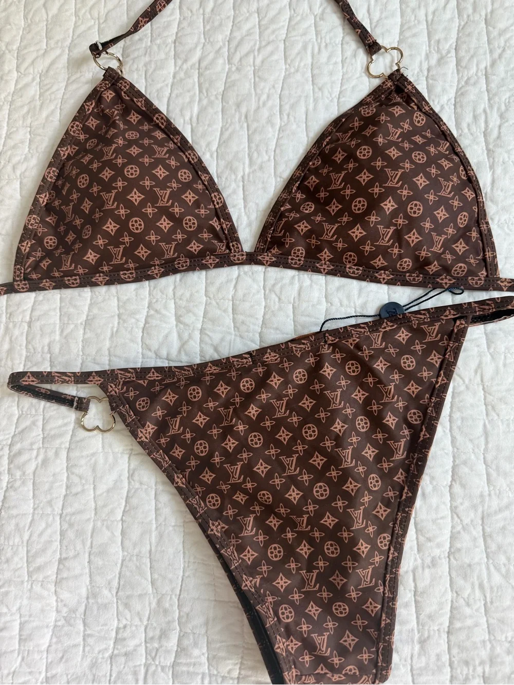 Louis Vuitton Brown Monogram Triangle String Bikini